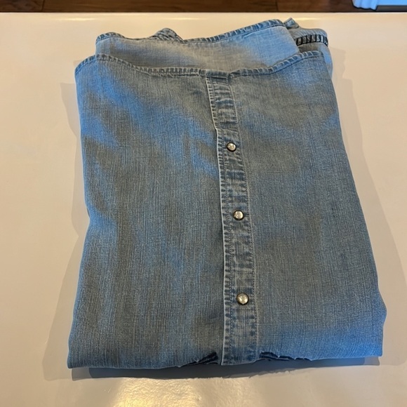 Soft Surroundings Long Sleeve Button Down Denim Tunic Blouse Size L - Picture 16 of 16